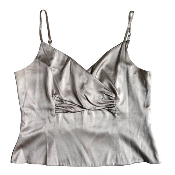 St. John Evening Silk Blend Grey / Silver Camisole Tank Top - Size 14 - Picture 1 of 9